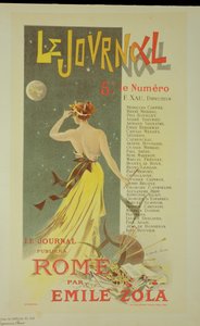 Egy plakát reprodukciója, amely Emile Zola „Róma” című kiadványát hirdeti a „Le Journal”-ban